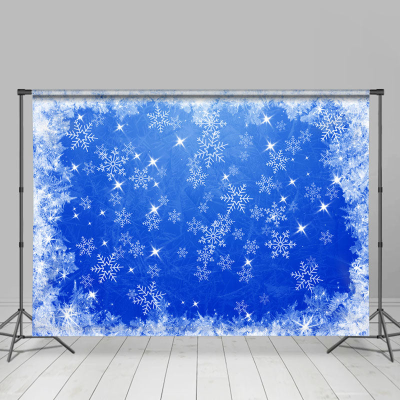 Lofaris Shiny Winter Snowflake Dark Blue Christmas Backdrop