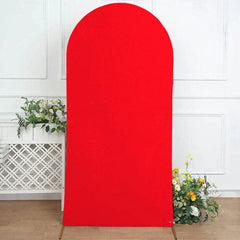 Lofaris (Ship In 24HR) Red Spandex Fit Round Top Backdrop Wedding Arch Cover