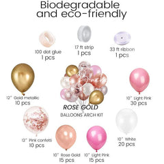 Lofaris Rose Gold 125 Pack DIY Balloon Arch Kit | Garland Party Decorations - Pink