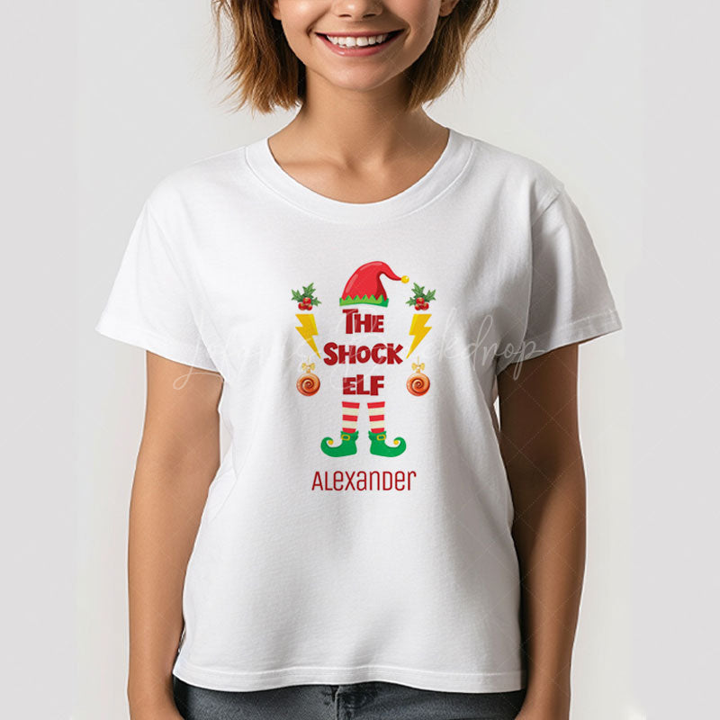 Lofaris Shock Elf Family Christmas Custom Name T-Shirt