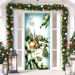 Lofaris Silent Night Snowy House Tree Christmas Door Cover