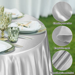 Lofaris Silver 108 GSM Smooth Satin Banquet Round Tablecloth