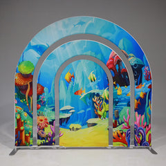 Lofaris Silver 5X7.5FT Hollow Rainbow Arch Backdrop Stand