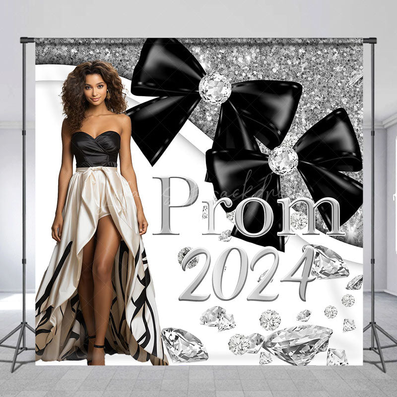 Lofaris Silver And White Diamond Custom Prom 2024 Backdrop