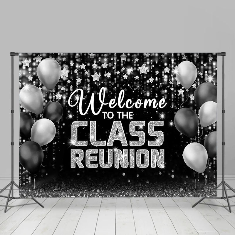 Lofaris Silver Balloon Black Class Reunion Party Backdrop