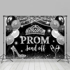 Lofaris Silver Balloon Crown Diamond Graduation Backdrop