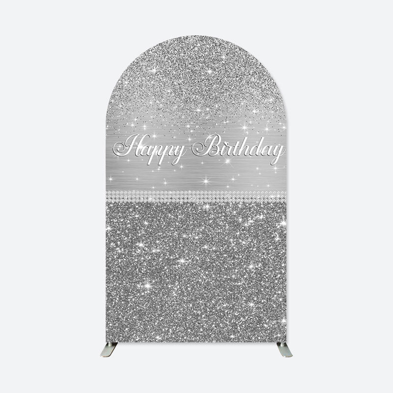 Lofaris Silver Birthday Party Double Sided Arch Backdrop