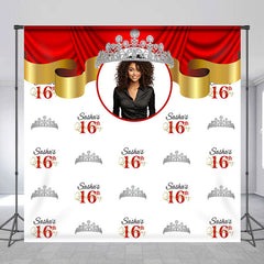 Lofaris Silver Crown Custom Photo Birthday Repeat Backdrop