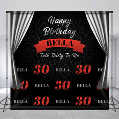 Lofaris Silver Curtain Black Custom Name Birthday Backdrop