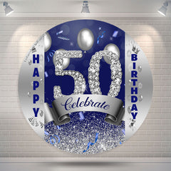 Lofaris Silver Diamond Balloons 50th Birthday Round Backdrop