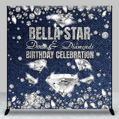 Lofaris Silver Diamond Light Blue Custom Birthday Backdrop