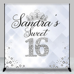 Lofaris Silver Diamond Sweet 16 Custom Name Birthday Backdrop