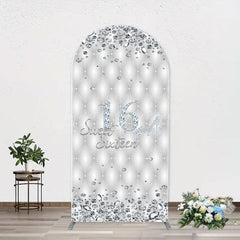 Lofaris Silver Diamonds Sweet 16 Arch Backdrop For Birthday