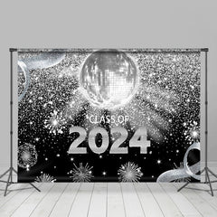 Lofaris Silver Glitter Mirror Ball 2024 Graduation Backdrop