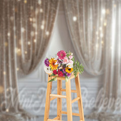 Lofaris Silver Glitter White Retro Wall Backdrop For Photo