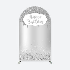 Lofaris Silver Happy Birthday Double Sided Arch Backdrop