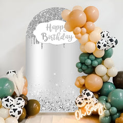 Lofaris Silver Happy Birthday Double Sided Arch Backdrop