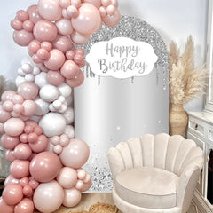 Lofaris Silver Happy Birthday Double Sided Arch Backdrop