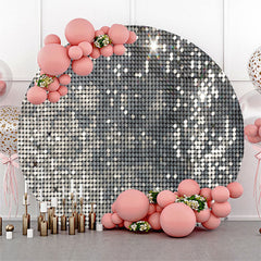 Lofaris Silver Lattice Glitter Round Birthday Party Backdrop