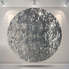 Lofaris Silver Lattice Glitter Round Birthday Party Backdrop