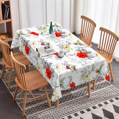 Lofaris Silver Leaves Red Yellow Floral Tablecloth For Decor