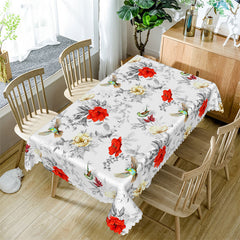 Lofaris Silver Leaves Red Yellow Floral Tablecloth For Decor