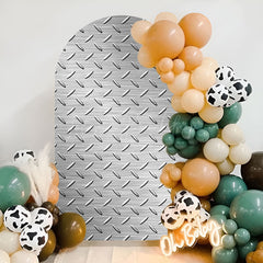 Lofaris Silver Metal Texture Happy Birthday Arch Backdrop