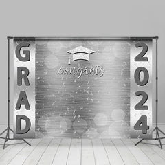 Lofaris Silver Ribbons Bachelor Cap Graduation Backdrop