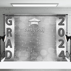 Lofaris Silver Ribbons Bachelor Cap Graduation Backdrop