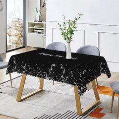 Lofaris Silver Ribbons Glitter Black Happy New Year Tablecloth