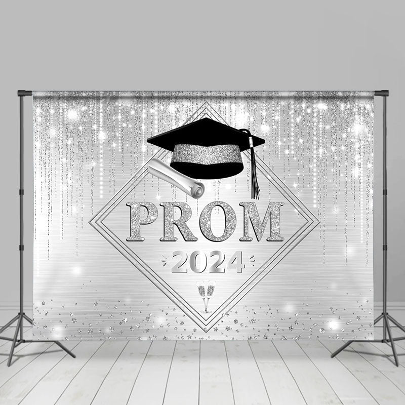 Lofaris Silver Simple Glitter Happy Graduation Prom Backdrop