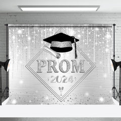 Lofaris Silver Simple Glitter Happy Graduation Prom Backdrop