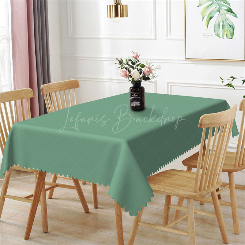 Lofaris Simple Army Green Solid Color Rectangle Tablecloth