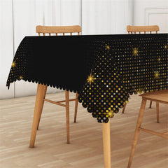 Lofaris Simple Black And Gold Glitter Rectangle Tablecloth