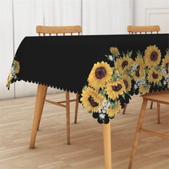 Lofaris Simple Black And Sunflowers Pattern Edge Tablecloth