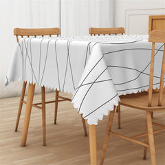 Lofaris Simple Black Lines White Morden Rectangle Tablecloth