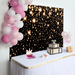 Lofaris Simple Black Sparkle Dot Bokeh Birthday Party Backdrop