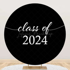 Lofaris Simple Black White Class Of 2024 Round Grad Backdrop