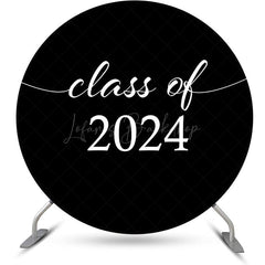 Lofaris Simple Black White Class Of 2024 Round Grad Backdrop