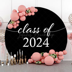 Lofaris Simple Black White Class Of 2024 Round Grad Backdrop