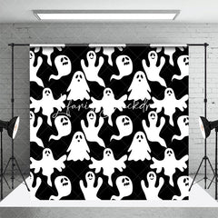 Lofaris Simple Black White Ghosts Halloween Party Backdrop