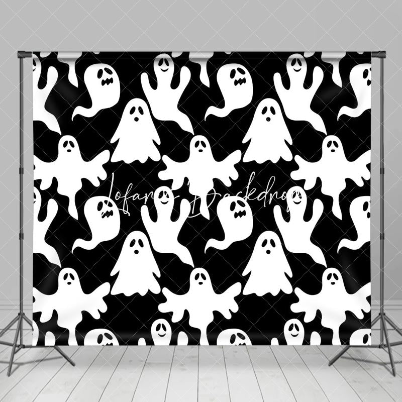 Lofaris Simple Black White Ghosts Halloween Party Backdrop