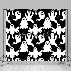 Lofaris Simple Black White Ghosts Halloween Party Backdrop