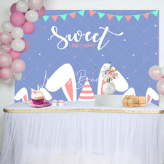 Lofaris Simple Blue Cute Rabbit Ears Sweet Birthday Backdrop