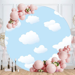 Lofaris Simple Blue Sky White Cloud Circle Birthday Backdrop