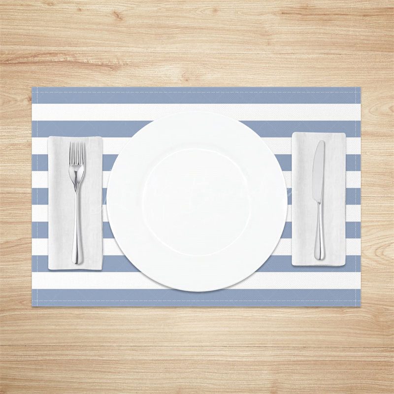 Lofaris Simple Blue White Stripe Dining Set Of 4 Placemats