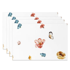 Lofaris Simple Butterfly Floral White Set Of 4 Placemats