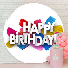 Lofaris Simple Colorful Happy Birthday Round Backdrop Cover