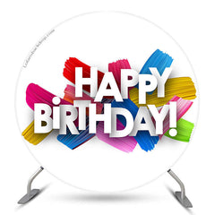 Lofaris Simple Colorful Happy Birthday Round Backdrop Cover