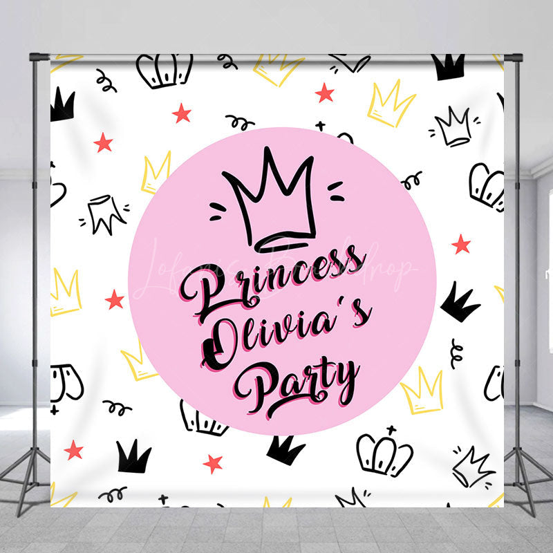 Lofaris Simple Crown Lines Princess Custom Birthday Backdrop